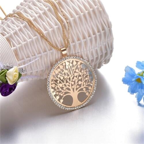 YADA Tree of Life Crystal Round Present&Necklace For women Choker Hiphop Chain Necklaces Statement Gold Color Necklace SE200002