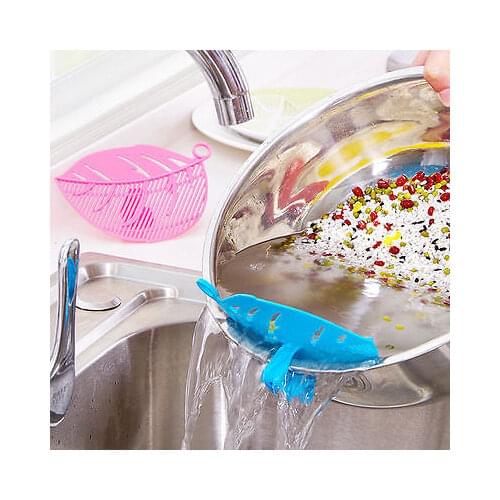 1PC Leaf Shape Durable Practial Plastic Kitchen Rice Beans Peas Wash Sieve Kitchen Washing Cleaning Tool Gadget Clips Filter
