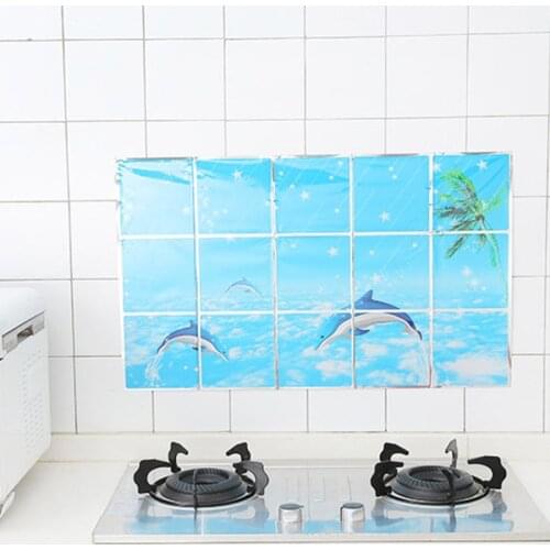 Self-Adhesive Tile Stickers Paper High Temperature Kitchen Oil-Proof Stickers Anti-oil Gas Stove Ceramic Tile Wall Stickers