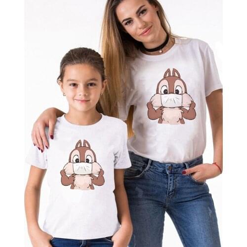 Family Matching Clothes Outfits Look Father Mother Daughter Son Chip And Dale Printed Funny Daddy Son Tshirts Family Look Tops