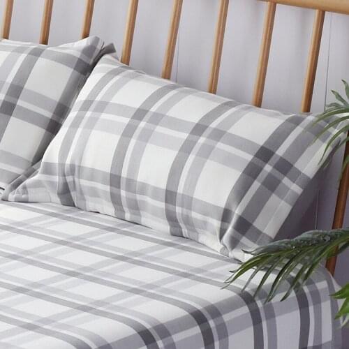 New bamboo fiber composite pillowcase Grid print Super Soft Summer Fall Simple Sleep pillowcase for adult single bedroom 1PC