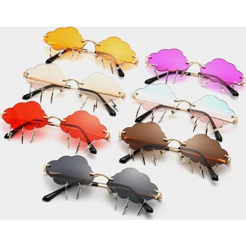 Novelty Cloud Shaped Sunglasses Lightning Tassel Tinted Lens UV400 Eyewear for Camping Hiking Cyaling Fishing Sun Glasses
