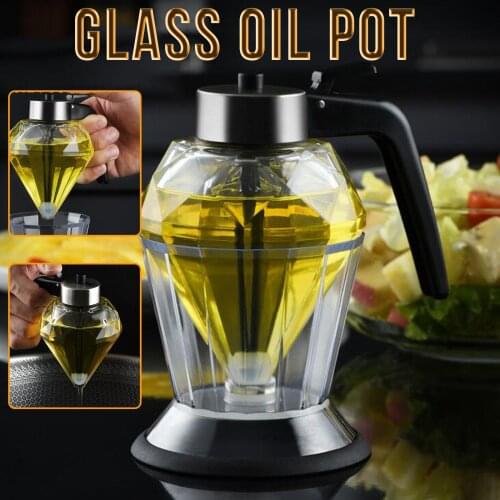 Glass Oil Can Diamond One-key Multi-purpose Kitchen Creative Seasoning Bottle Kitchen Distributor Oil Pot Kitchen Accessories