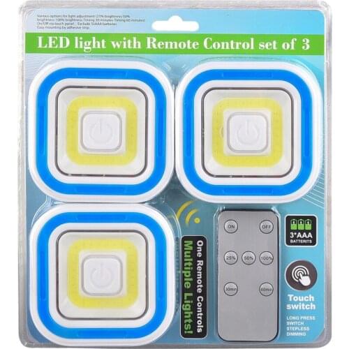 Super Bright 3pcs COB Night Light Dimmable LED Under Cabinet Light Remote Control Book Desk Lamp for Corridor Stair Kitchen Loft