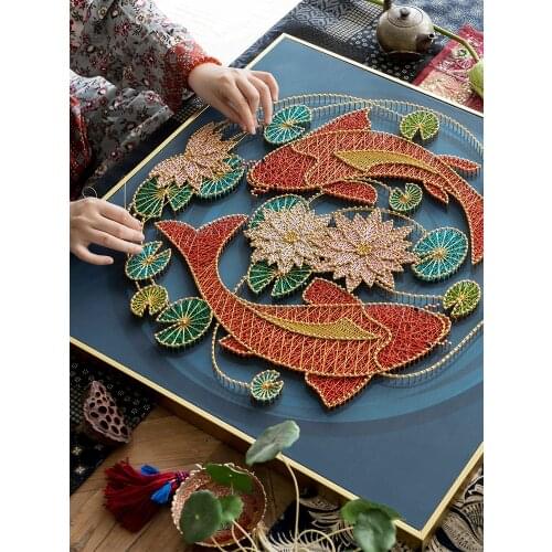 Wall frogs have more than diy gifts every year. Hand-made winding and boring nail paintings. koi fish sent the elders moral