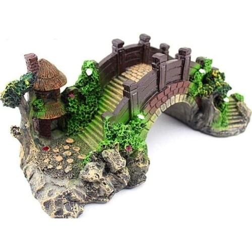 Aquarium Decoration Resin Arch Bridge Model, Aquarium Decoration Tree House Bridge Fish Tank Decoration