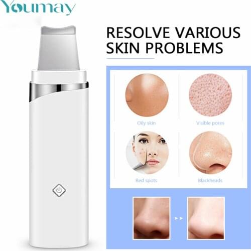 Youmay Ultrasonic Skin Scrubber Deep Face Cleaning Machine Vibrating Peeling Shovel Blackhead Remover Facial Scrubbing Lift Tool