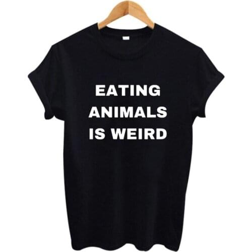 Vegetarian Harajuku Shirt Vegan T Shirt Eating Animals Is Weird 2020 Funny T Shirts Tumblr Hipster Saying Tshirt Women Top