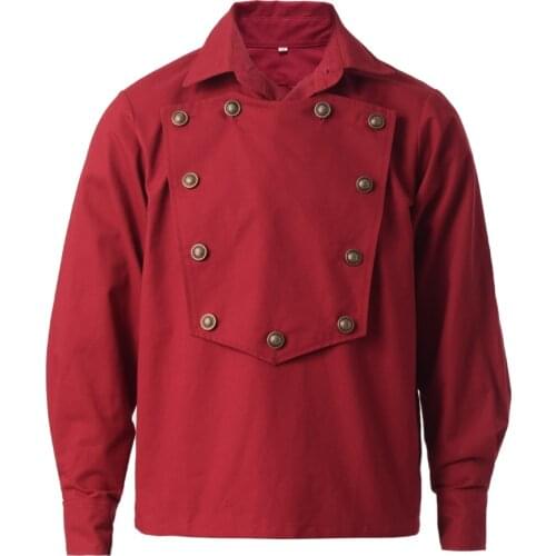 Retro Mens Shirt Vintage Steampunk Victorian Old Westerns Cowboys Watchmaker Bib Tops