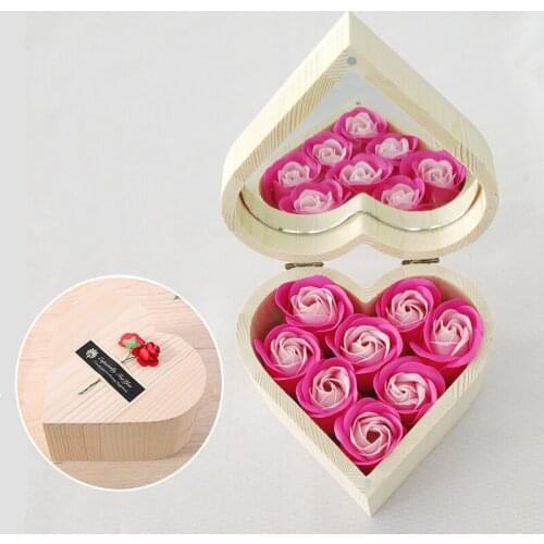 High-End Heart Shape Gift Box Rose Soap Flower for Girls Friends Wife Creative Birthday Gift
