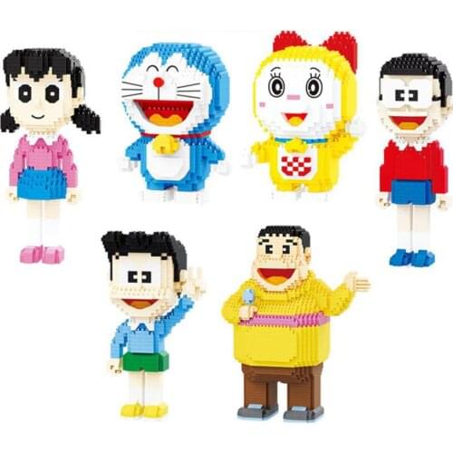 Japan cartoon image micro diamond block doraemon robot cat Dorami Nobita Nobi Minamoto Shizuka building brick nanobricks toys