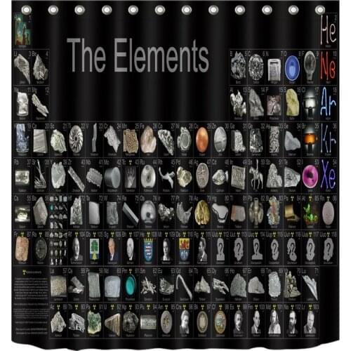 72'' Bathroom Waterproof Fabric Shower Curtain Polyester 12 Hooks Bath Accessory Sets The Elements Chemical Elements Abstract