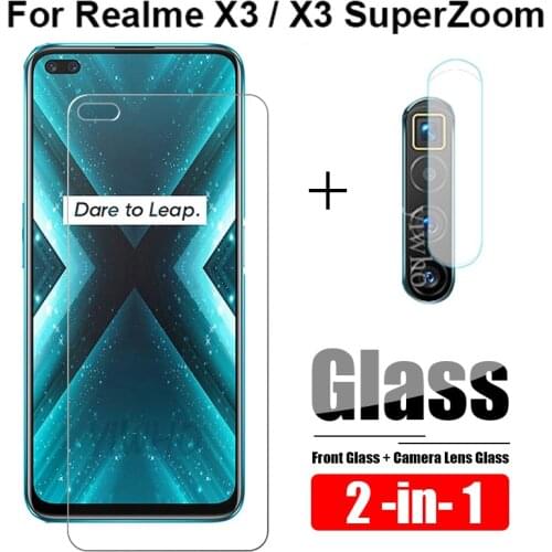 2in1 For OPPO Realme X3 SuperZoom Protective Glass On Realme X3 6.6" Camera Len Film RealmeX3 Tempered Glass Screen Protector
