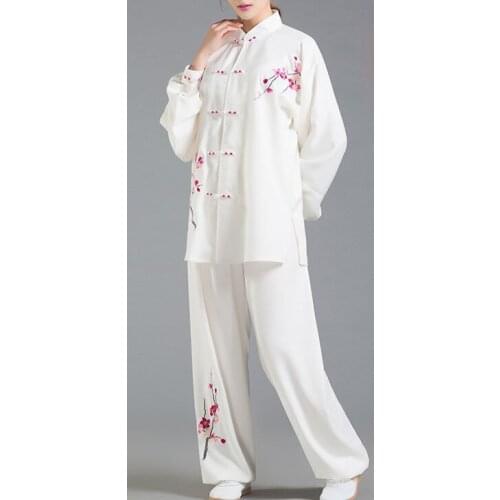 Female taijiquan embroidery flower performance clothing women kung fu uniforms wushu martial arts suits