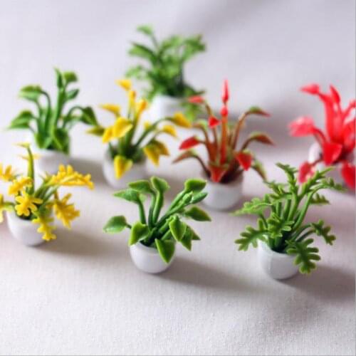 1 Pcs1/12 Dollhouse Flower Pot Plant Model Garden DIY Toy Pretend Toy Doll House Garden Decoration Accessories
