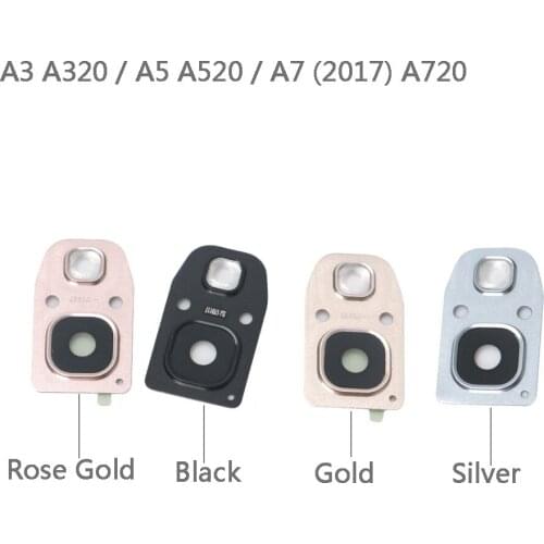 20pcs For Samsung Galaxy A3 A320 / A5 A520 / A7 A720 2017 Back Rear Camera Lens Glass Cover with Frame Holder + 3M Sticker Glue