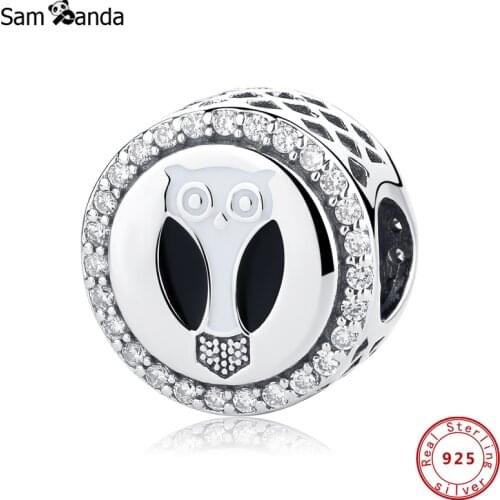 2020 Authentic 100% 925 Sterling Silver Charms Owl Crystal Enamel Charm Bead Fit Original Bracelets Women DIY Jewelry Gift