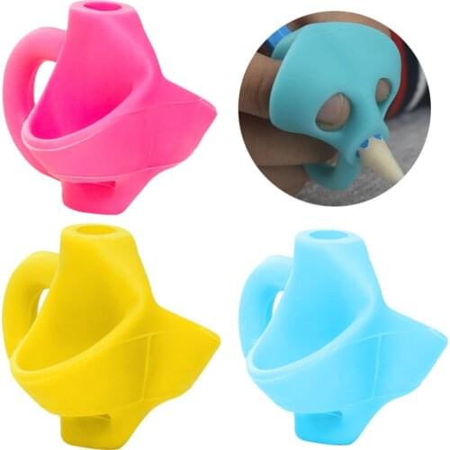 3 Sets Of Writing Kindergarten Children Beginners Corrective Grip Silicone Pen Writing Help Fixture Correct Finger Position