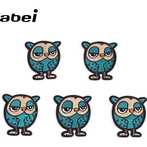 5pcs Quality Embroidered Owl Patch Iron On Embroidery Cartoon Animal Sticker DIY Jeans Bag Pants appliques Handmade sewing badge