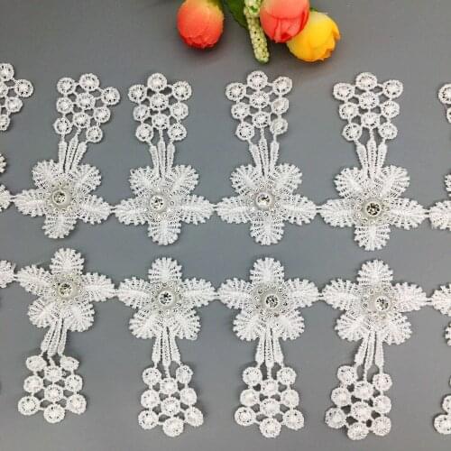 50X Latest African 3D Flower Grape Tassel Lace Trim Ribbon Fabric Diamond Wedding Dress Embroidery Sewing Craft Material 7.5CM