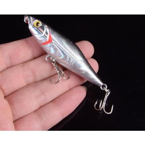 6 colors 7cm/2.76in 7.5g/0.26oz Fishing Lure Minnow Hard Bait with 2 Fishing Hooks Fishing Tackle Lure 3D Eyes