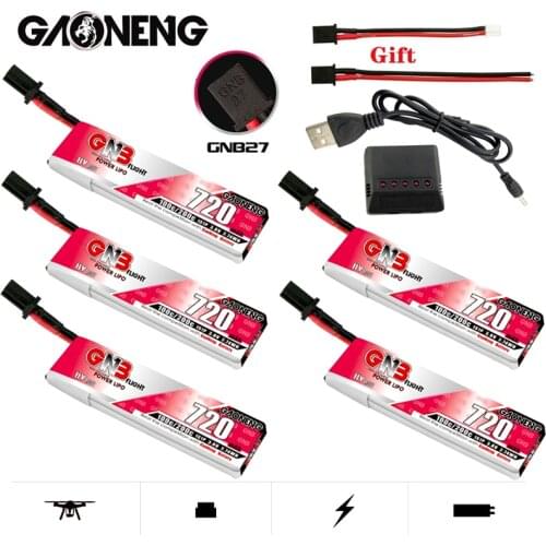 GAONENG GNB HV Lipo Battery 1S 3.8V 720mah 100C/200C GNB27 plug for Quadcopter FPV Drone Tinywhoop Frame RC Drone With Charger
