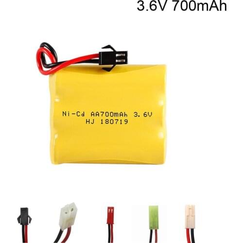 3.6V 700mah NI-CD NiCD Battery AA 3.6V Battery Pack For RC Toy Car Truck Train Boat RC Toy Model Battery SM/JST/Tamiya/EL2P plug