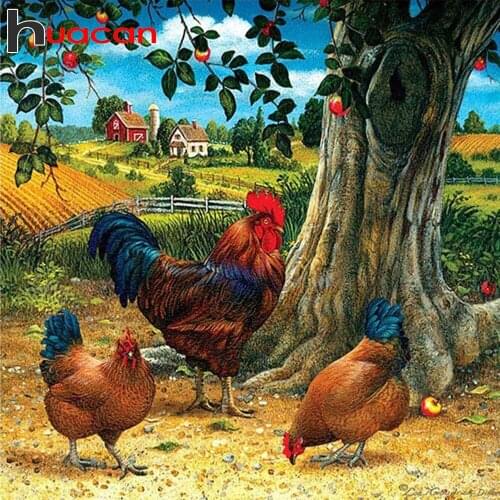 Huacan 5D Diamond Painting Full Drill Square/Round chicken Diamond Mosaic Embroidery Animals Home Decoration Wall Art