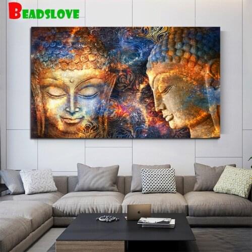 Diamond painting Abstract art, golden buddha statue, religion diamond embroidery 5D rhinestone mosaic diamond inlaid pattern