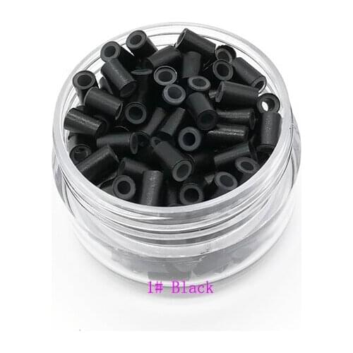 Freeshipping - 50000pcs 4.0mm With Silicone Copper Tube Rings Links Beads / Black D-Brown Brown L-Brown D-Blonde Blonde
