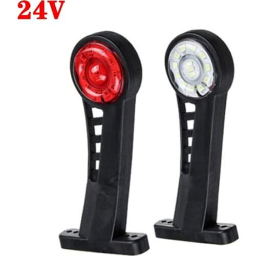 Fuleem 2PCS 24V 28LED Side Marker Lights Rubber Elbow Rear Lamp RED White for Trailer Truck Lorry Waterproof