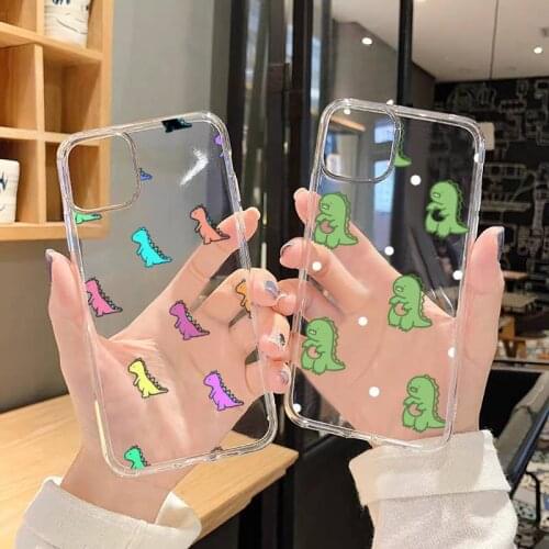 Phone Case For iphone 12 11 8 7 6s 6 5 5s 5c se plus mini x xs xr pro max Cute dinosaur Liquid Transparent soft