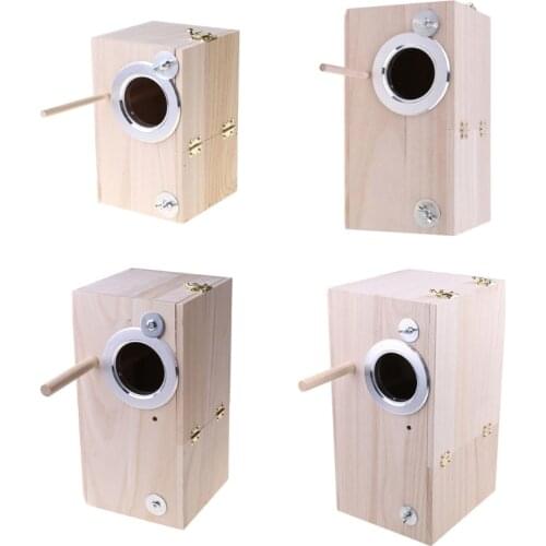 Wooden Bird Nesting Breeding Box House Parakeet Mating Case with Clear Window fo K1MF