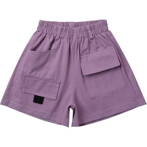 Kids Girls Summer Shorts Cotton Sport Shorts For Teenage Girls Clothing Children Pure Color Elastic Waistband Dungarees Shorts