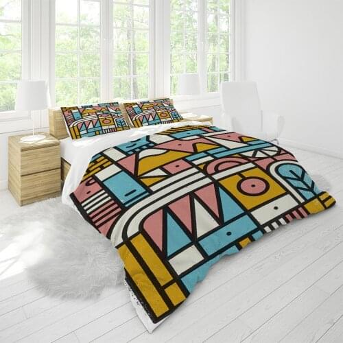 Home Textile Retro Stripe Printing Adult Bedroom Duvet Cover Bedding and Pillowcase 264x229cm King Bed Double Cover Custom