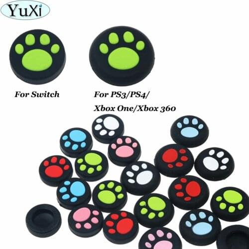YuXi Cat Paw For PS4 PS3 Silicone Analog Controller Thumb Grips Cap For Nintend Switch NS Controller Joy-Con Grip Stick Cap