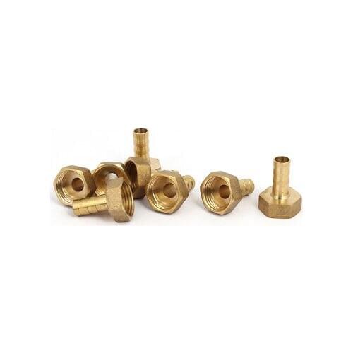 G 1/2 Female Thread 10mm Dia Hose Brass Barb Pipe Connectors Fittings 8pcs