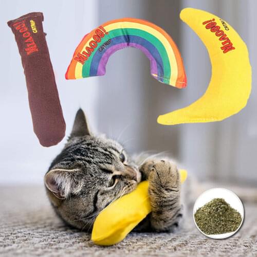Cotton Cat Chew Toys for Kitten Cartoons Shaped Cat Interactive Toys with Catnip Cute Pet Supplies Plush Safety Pet Accessories