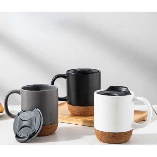 Ceramic Mug 400ml Simple Coffee Cup Large Capacity Milk Cup Breakfast Cup with Lid Home Office Tea Cup Drinkware
