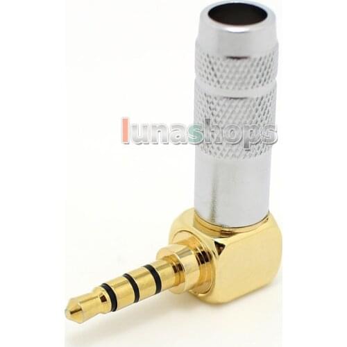 LN004089 L Shape 90 Degree 3.5mm 4 poles Male stereo phono DIY Solder Adapter