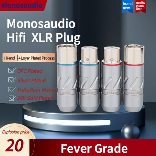 Monosaudio High Purity 99.998% Pure Copper XLR Plug With Rhodium Plated XLR Plug Connector Jack Hifi Audio MIC Plug