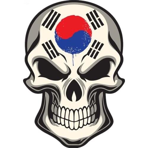 Classic DesignCreative Funny Car Stickers Skull South Korea Flag Painted on A Skull Colorful Car Protector Stickers Kk15*11cm