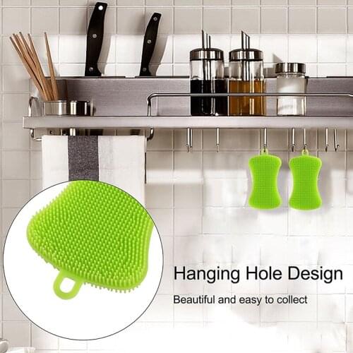 New Hot Sale 1PCS Silicone Dish Washing Sponge Scrubber Kitchen Supply Cleaning Antibacterial Tool Washing Brush Cleaning Tool