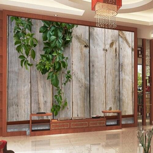 Large brick wall murals Vineyard Green Leaf Plant Wallpaper Restaurant Living Room TV Background Wallpaper European Pastoral Sty