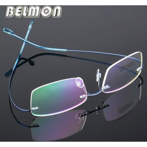 Spectacle Frame Rimless Ultra-light Eyeglasses Women Men Computer Optical Glasses For Male Female Transparent Clear Lens RS100