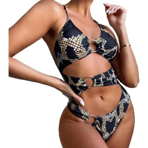QINJOYER Sexy BathingSuits Women One Piece Swimsuit 2021 Monokini Women Swimwear Snake One Piece Swimsuit Thong Bikini