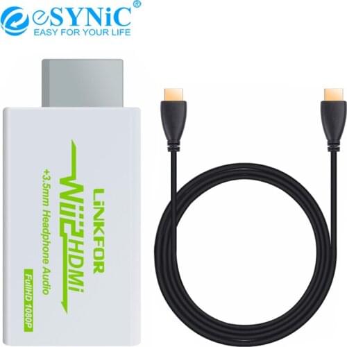 ESYNiC For Nintendo Wii To HDMI Converter Scales Wii Signal to 720p/1080p Video Converter Adapter NTSC/PAL 3.5mm Audio Adapter