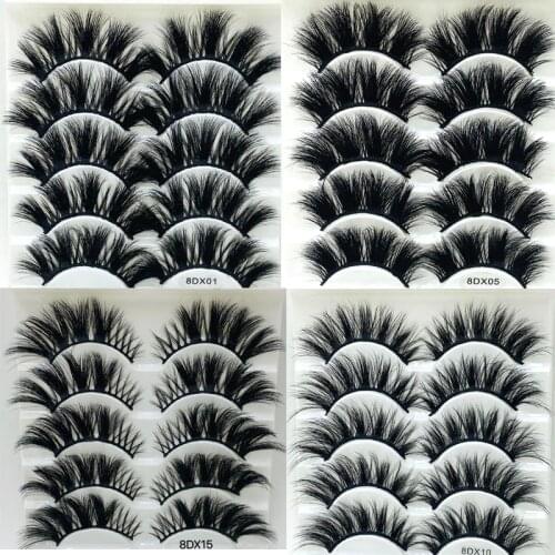 NEW 5pair 25mm Lashes Eyelashes 3D Mink Lashes Makeup Handmade Full Strip Mink Eyelashes Soft Fluffy Eyelashes Full Volume lash