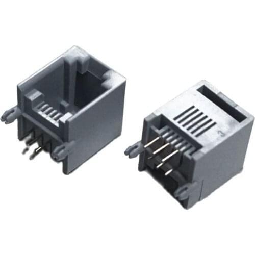 Hot sale 100PCS RJ11 socket gray 6p6C RJ12 phone 90 degrees 6 core crystal female - 6p6c socket