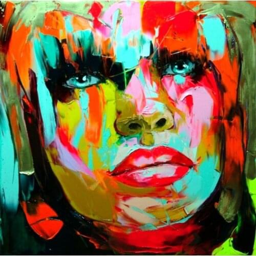 Handpainted Human Portrait Best Quality Oil Paintings Modern Abstract Colorful Art Wall Pictures Fashion Lady On Canvas